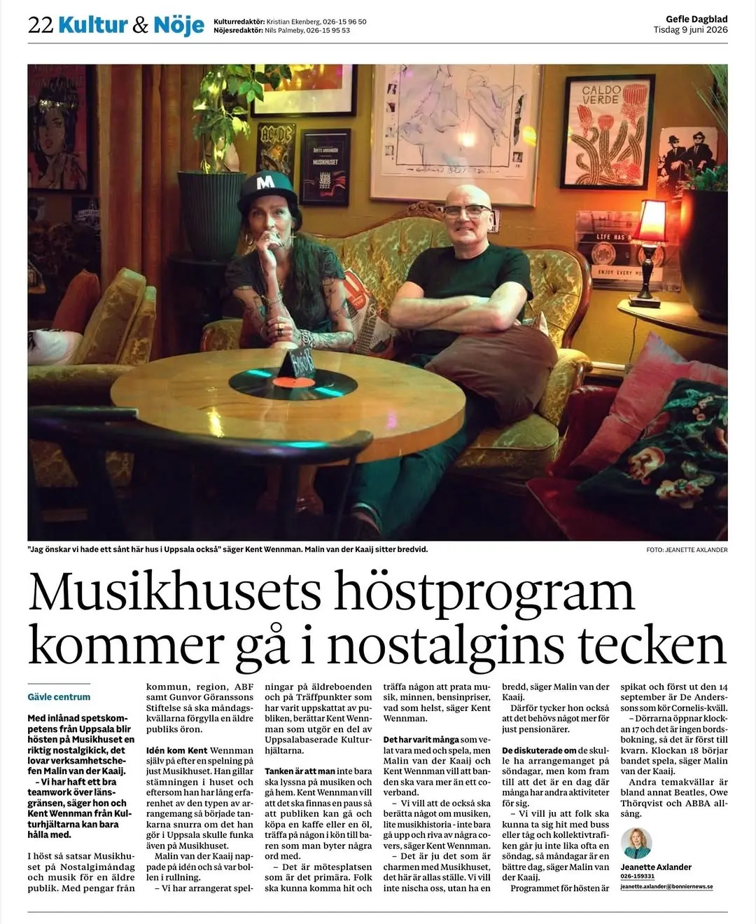 Nostalgimåndag – De Anderssons kör Cornelis-kväll