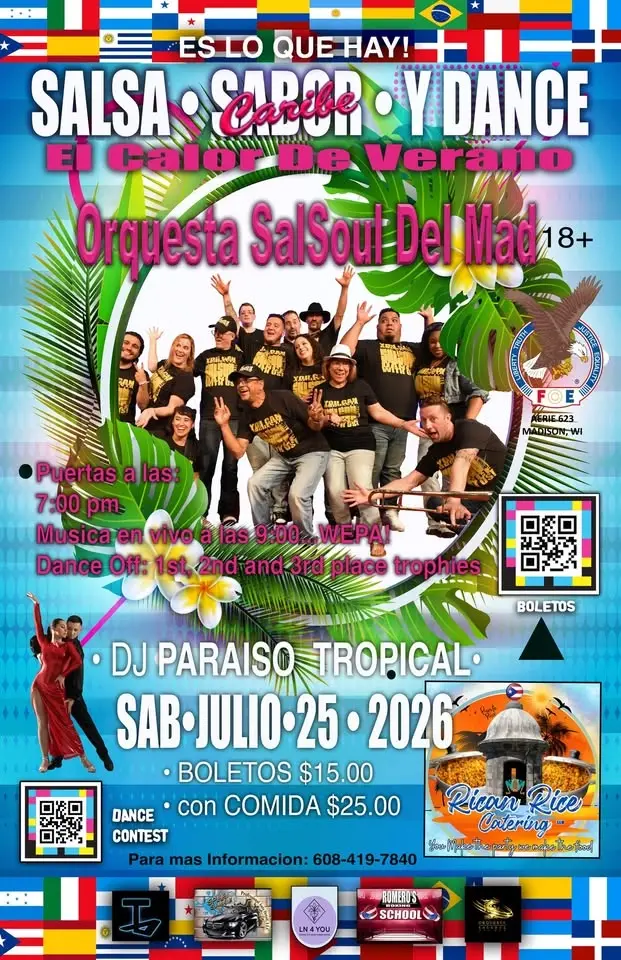 Salsa•Sabor Caribe • Y Dance @ The Eagle's Club 2109 Bartillion Dr. Madison