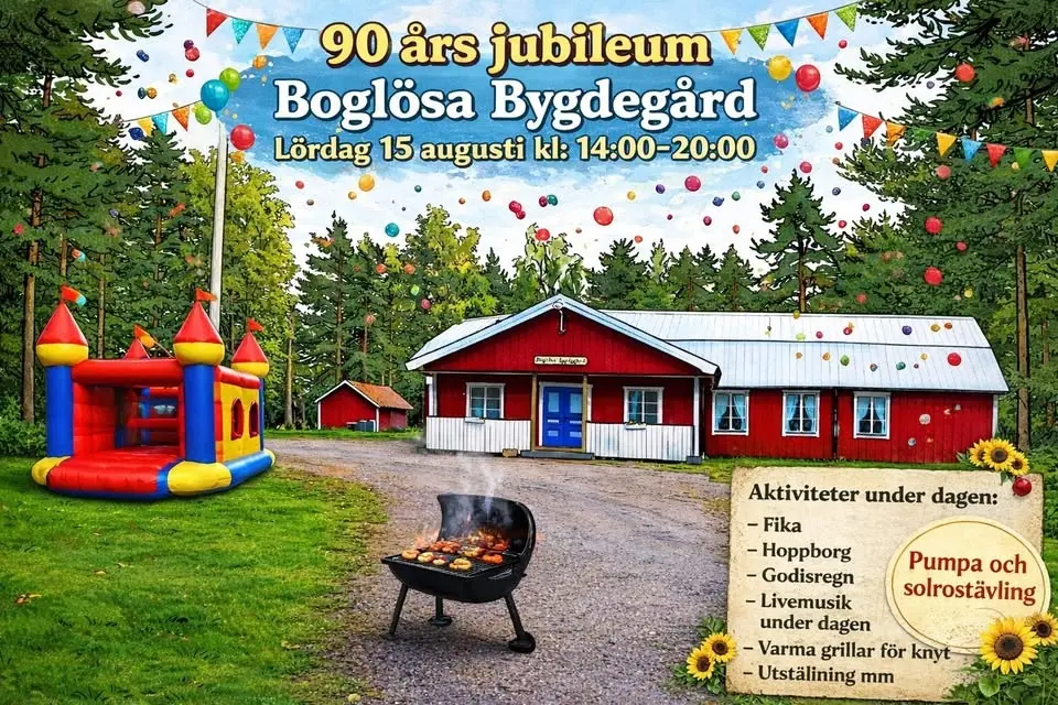 Boglösa Bygdegård firar 90 år! Det vill vi göra tillsammans med er!