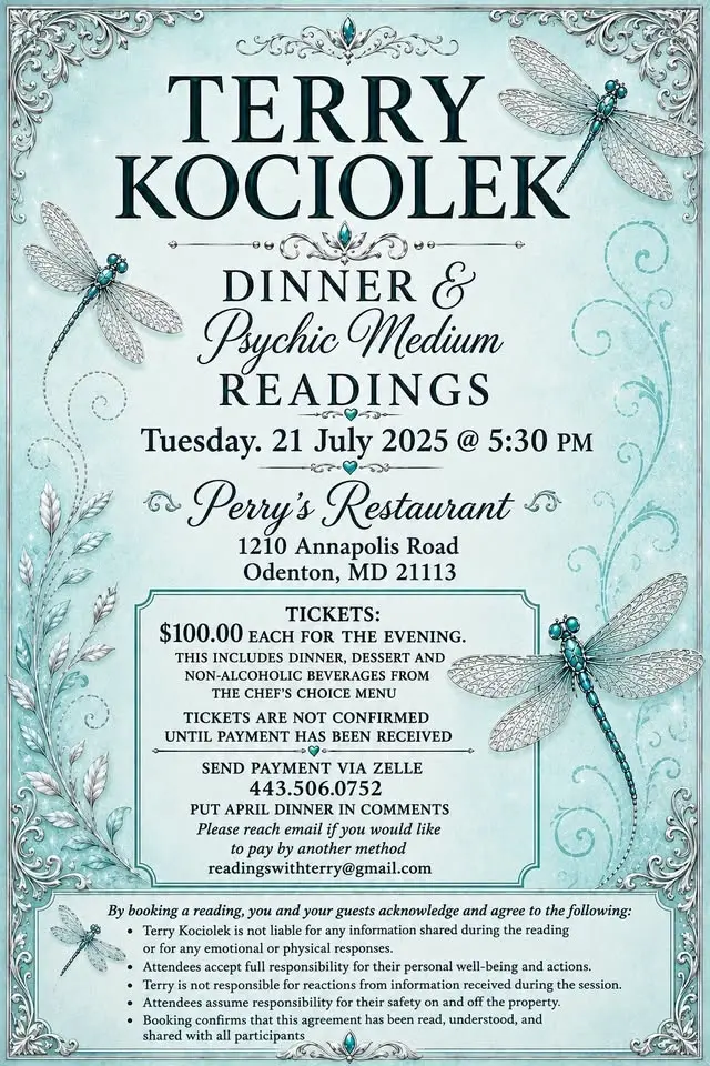 Advanced Psychic Medium Terry Kociolek ~ Evening of Readings at Perry's Restaurant Odenton MD