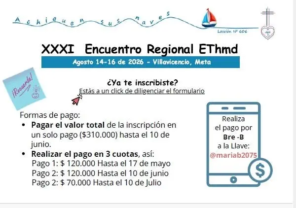 XXXI  Encuentro Regional EThmd Agosto 14-16 de 2026 - Villavicencio, Meta