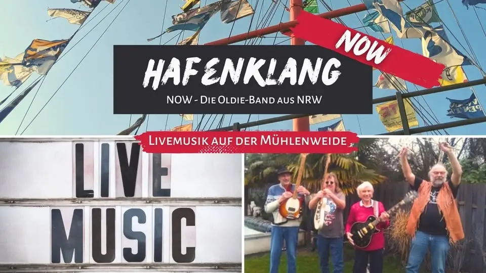 Hafenklang - live Musik mit "NOW" im Biergarten Mühlenweide in Duisburg Ruhrort 