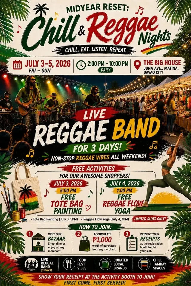 Chill & Reggae Nights Bazaar at The Big House: Live Reggae Band
