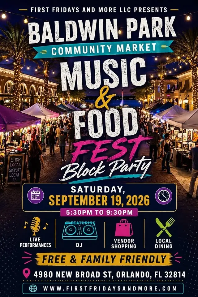 Baldwin Park Community Market Music & Food Fest Block Party