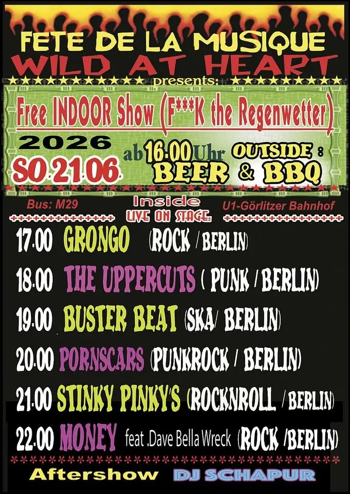 Fete de la Musique-Umsonst und Drinnen. Ab 17 Uhr. Bands see below