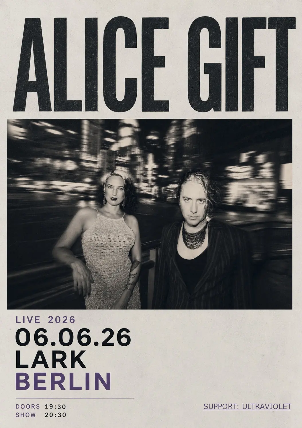 ALICE GIFT SINGLE & VIDEO RELEASE Support: ULTRAVIOLET