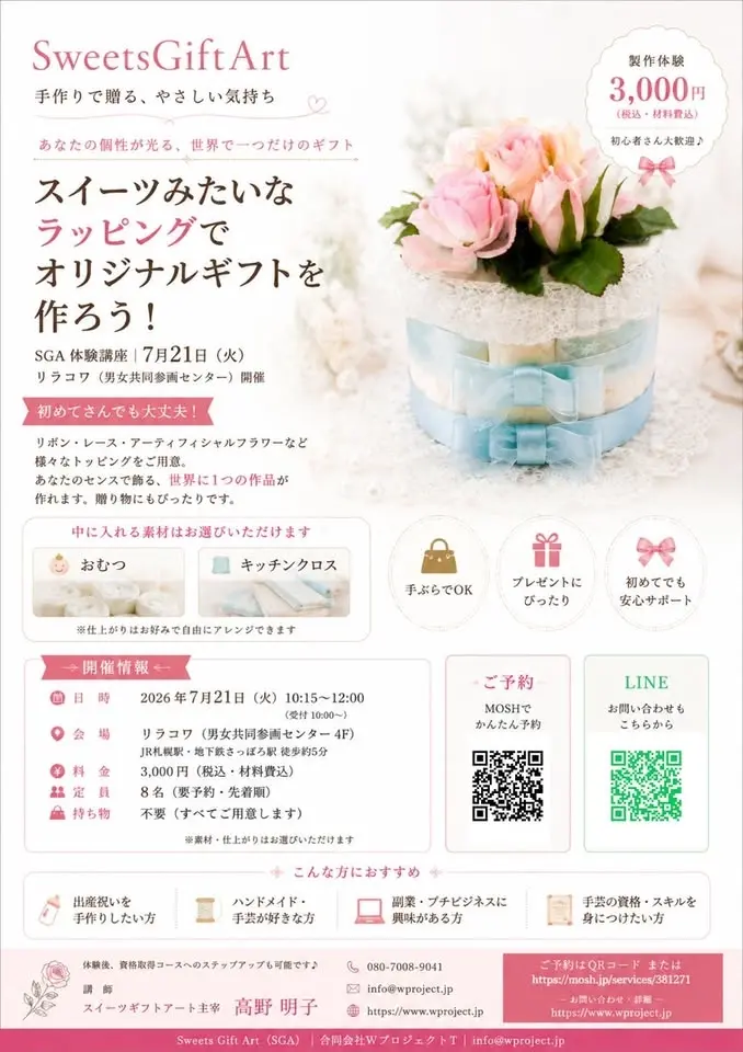 SweetsGiftArt スイーツみたいなラッピングでオリジナルギフト製作(簡単一段ケーキ)