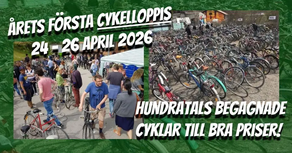 Årets första cykelloppis 24-26 april! Superstort utbud begagnade cyklar till bra priser!