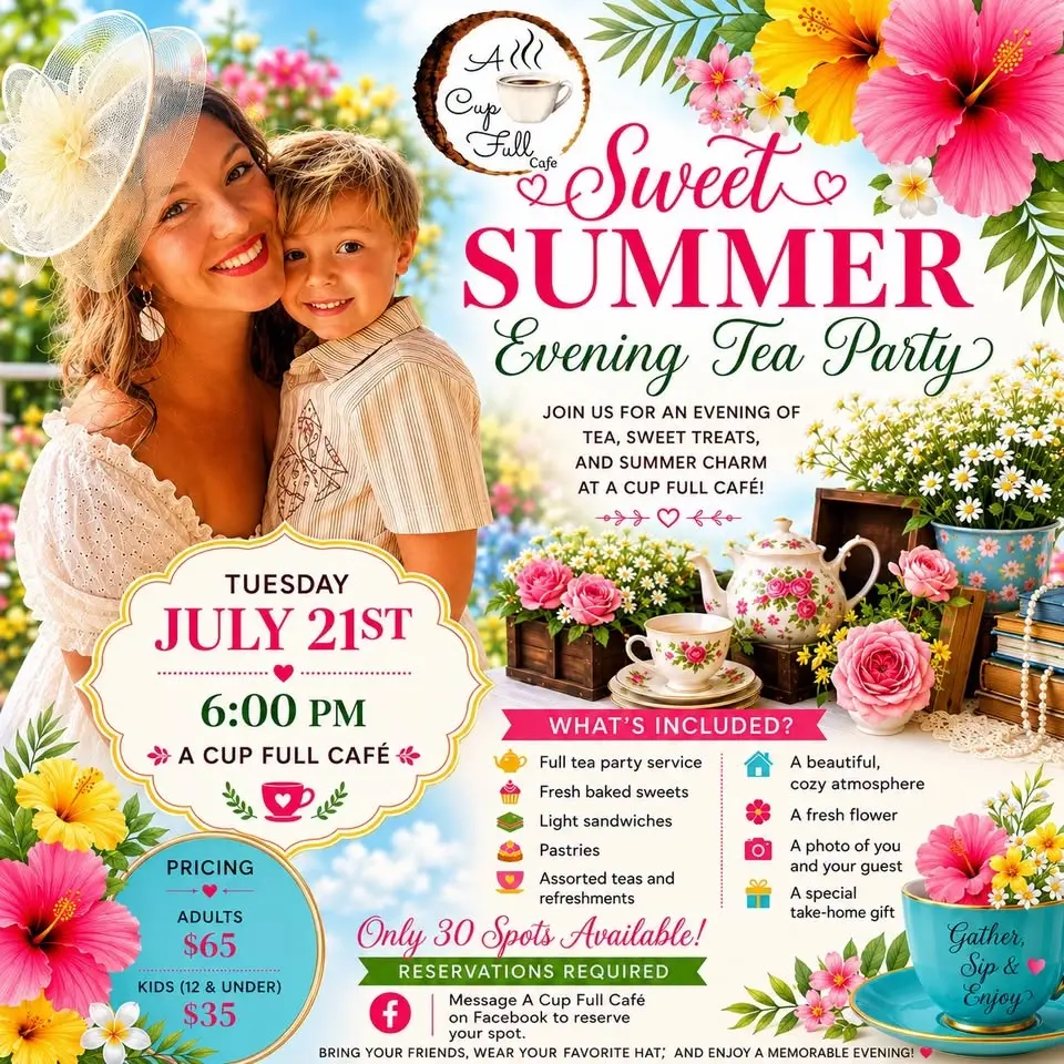 Sweet Summer Evening Tea Party at A Cup Full Café! 💕🫖