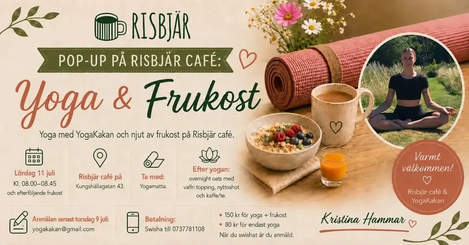 Pop-Up på Risbjär café: Yoga & Frukost med YogaKakan  
