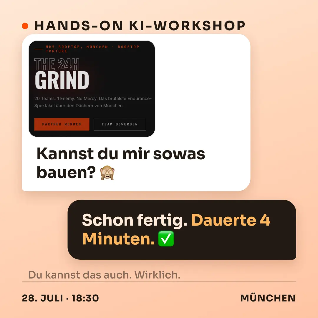Zuschauen war gestern: Der KI-Workshop, in dem du selbst baust.