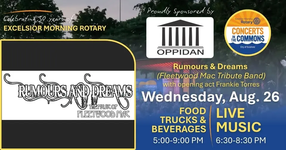 Excelsior Morning Rotary’s CONCERTS IN THE COMMONS – Rumours & Dreams (Fleetwood Mac Tribute Band)