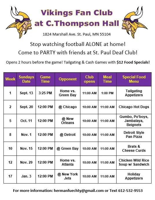 Vikings Fan Club at St. Paul Deaf Club