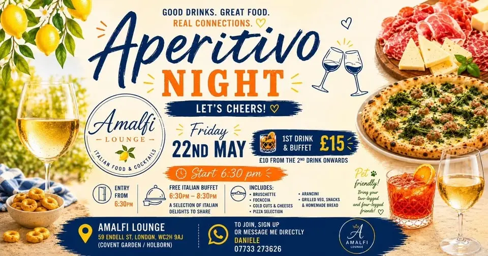 🍊🇮🇹 ITALIAN APERICENA @ AMALFI LOUNGE – COVENT GARDEN 🍷✨