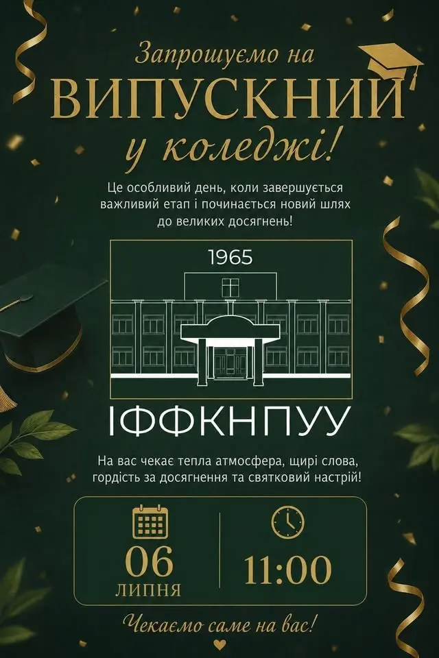 Запрошуємо на випускний у коледжі