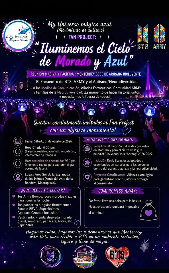 Reunión Pacífica: Fan Proyect Iluminemos el Cielo de Morado y Azul
