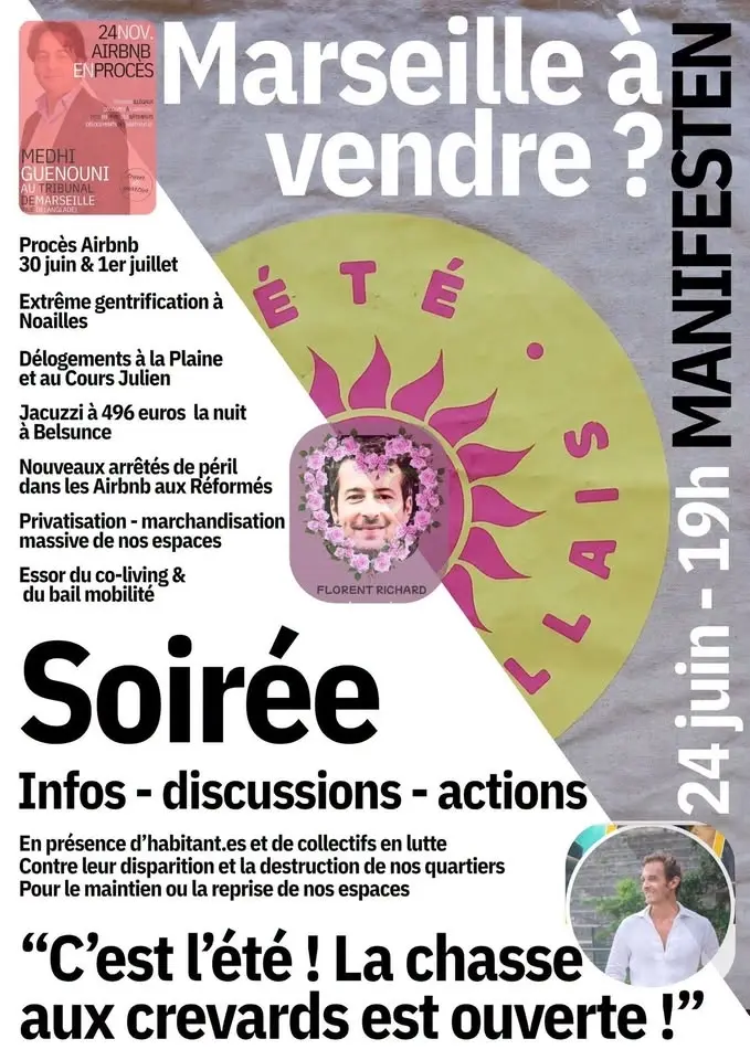 Marseille à Vendre - Soirée infos-discussion-actions pour la chasse de l'été (Airbnb/Gentri/Délogé.e