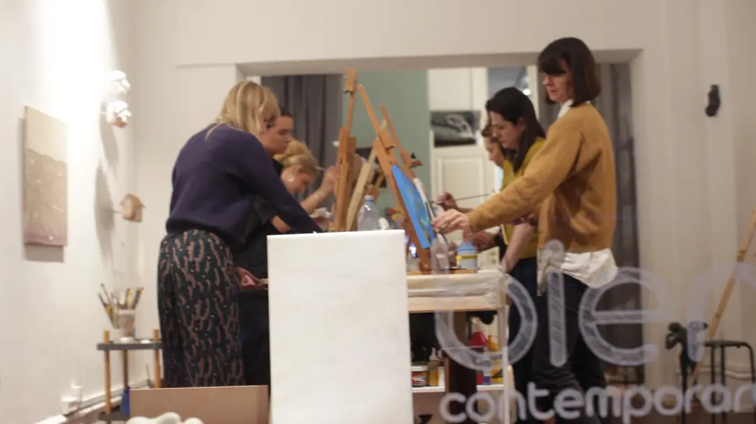 Abstract painting, art and cocktails 
