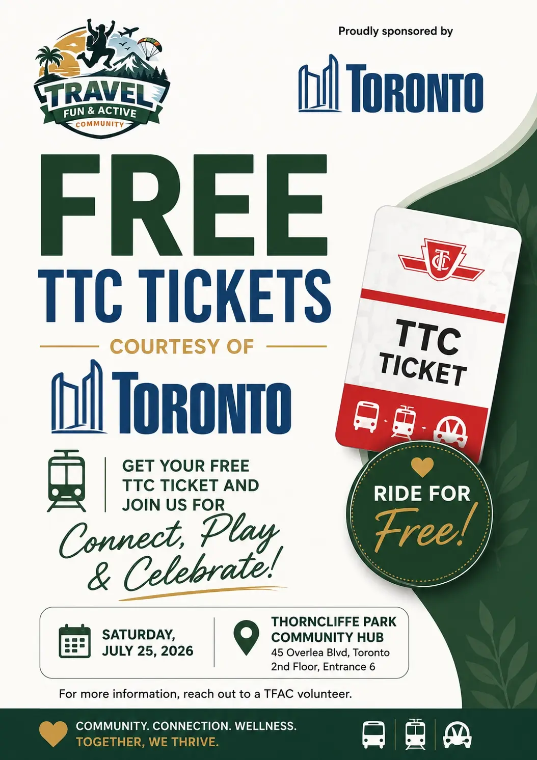 July 25 free TTC tickets - Connect, Play & Celebrate: A Travel Community Wellness Series - Inspired by the Spirit of the World Cup