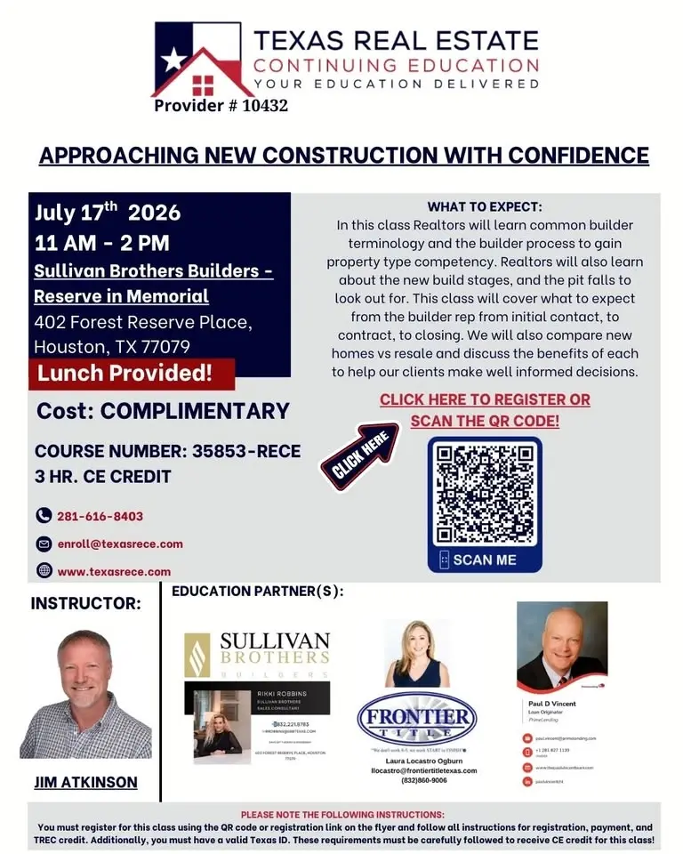 In Person – COMPLIMENTARY – Approaching New Construction With Confidence – Jul 17th