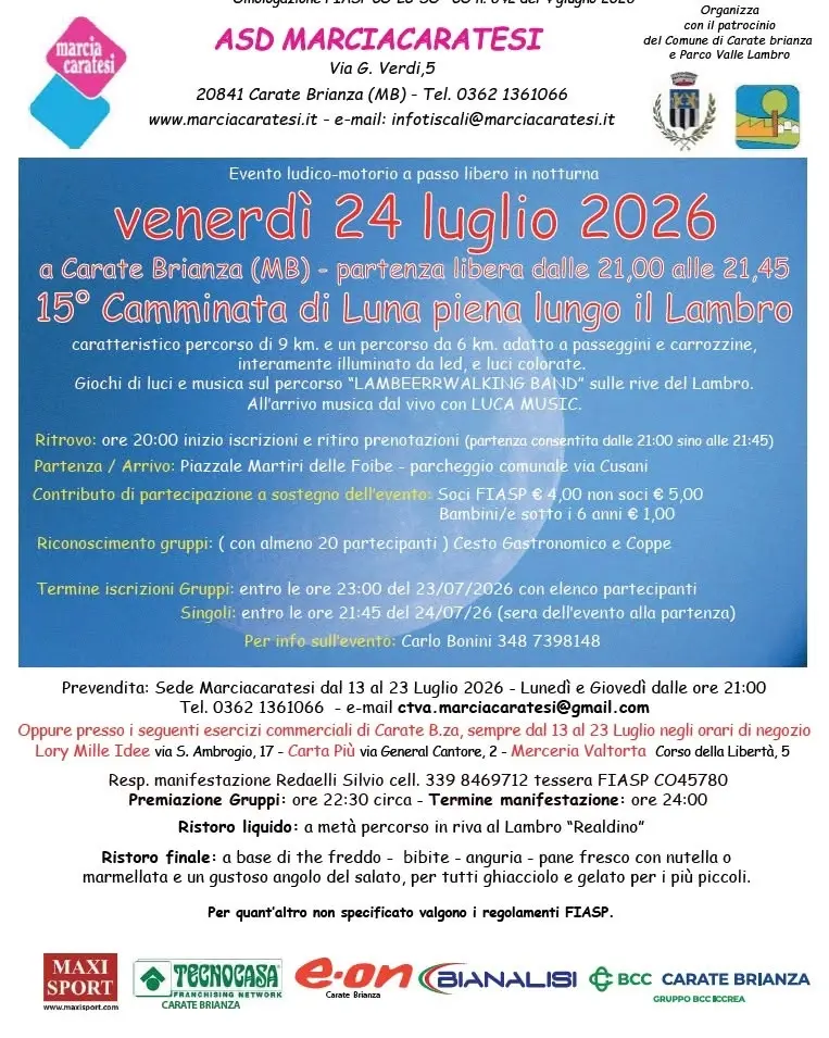 15a Camminata di luna piena lungo il Lambro