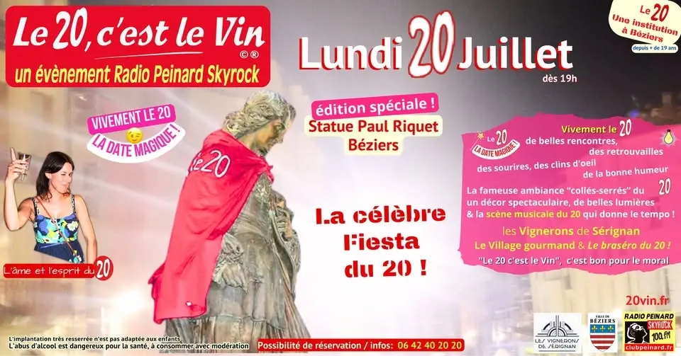 "Le 20, c'est le Vin" - Statue Paul Riquet - 194ème édition à Béziers