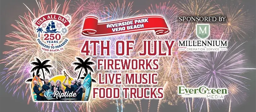 4th of July Fireworks: Vero Beach, Riverside Park with RipTide Band!