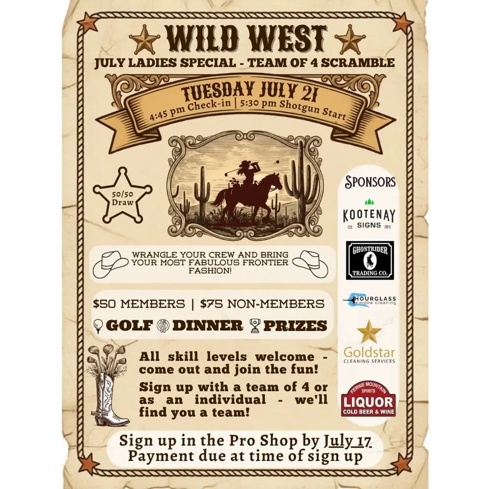 Wild West - July Ladies Special - Team of 4 Scramble