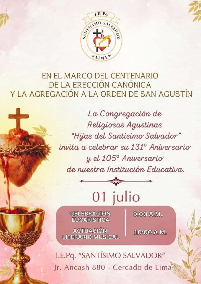 ¡FELIZ ANIVERSARIO AHSS E I.E.Pq. SANTÍSIMO SALVADOR!