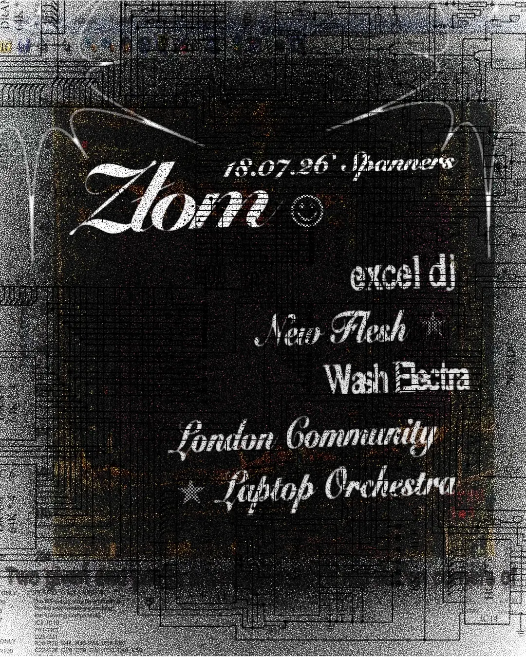 Złom with excel dj, new flesh, Wash Electra, london community laptop orchestra