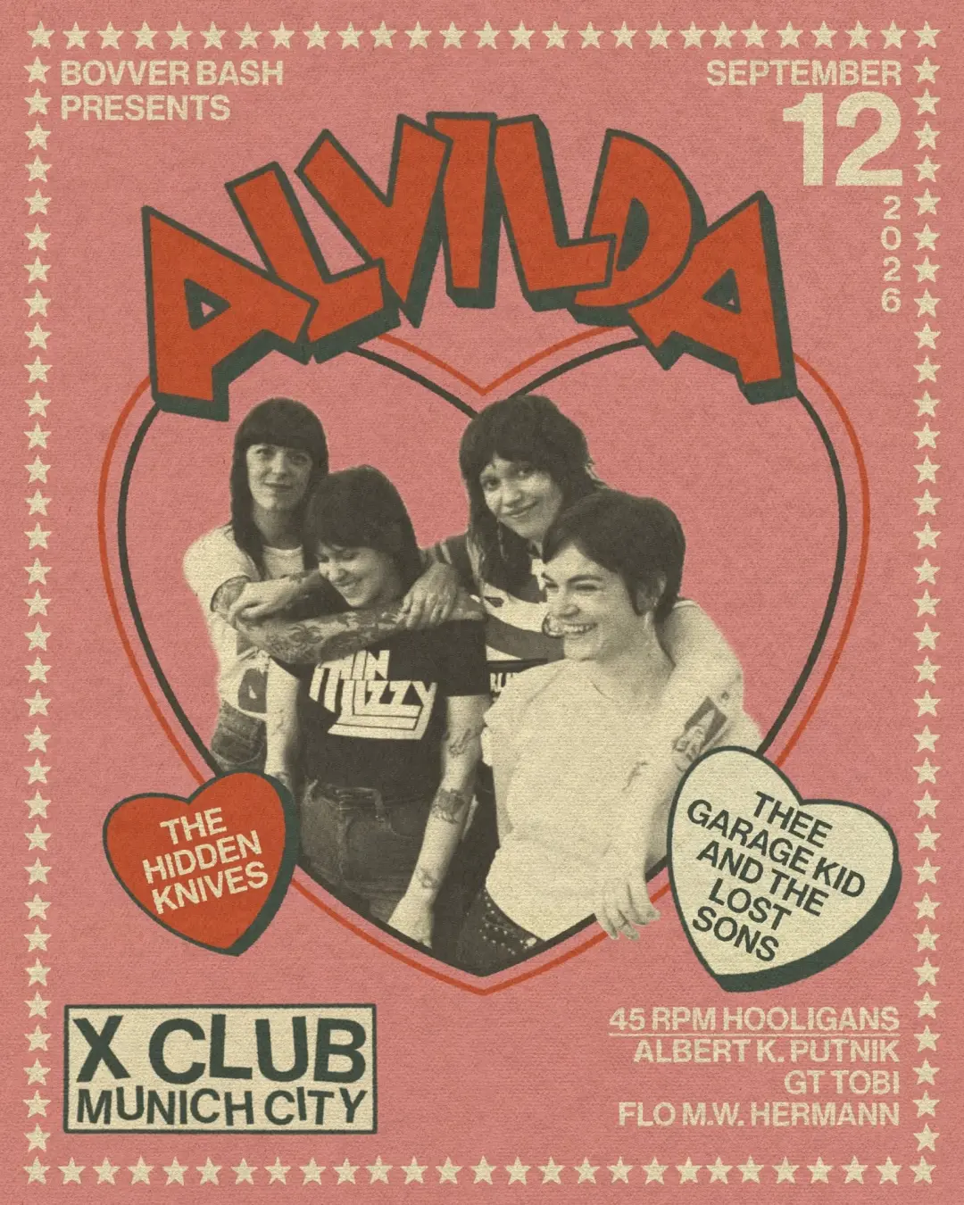Bovver Bash presents: ALVILDA + THEE GARAGE KID AND THE LOST SONS + THE HIDDEN KNIVES + DJ-PARTY