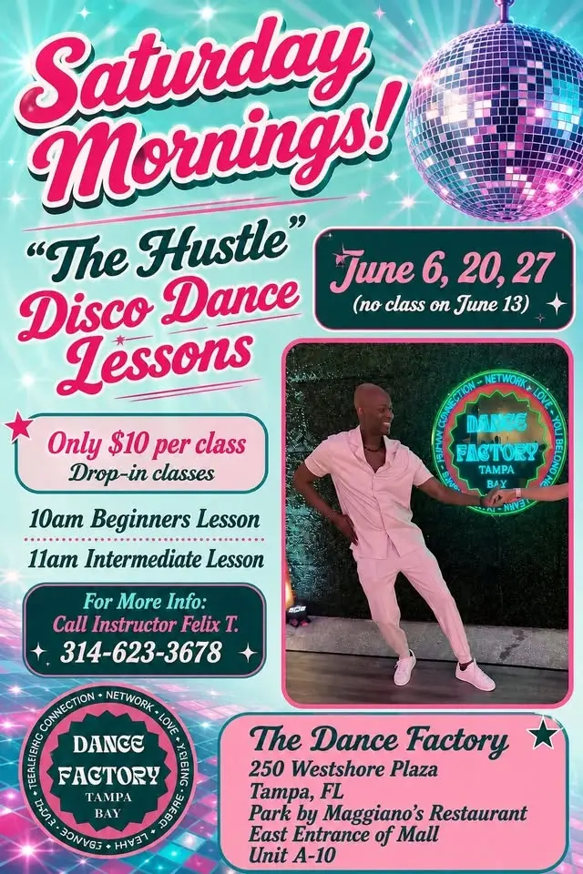 The Hustle: Disco Dance Lessons @The Dance Factory Tampa Bay!