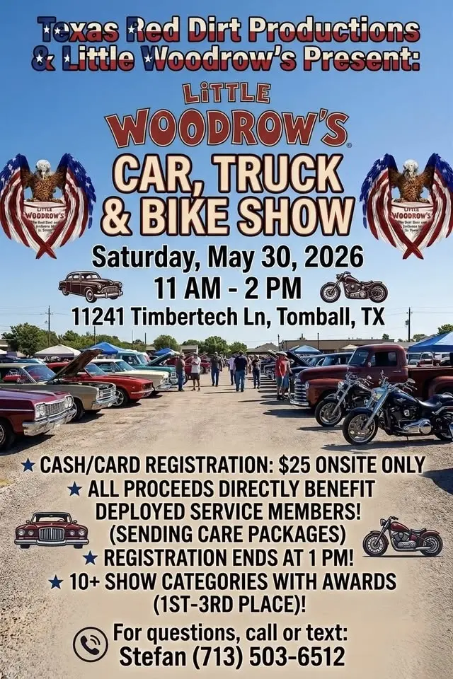 Military Appreciation Car Show at Little Woodrow’s-Tomball