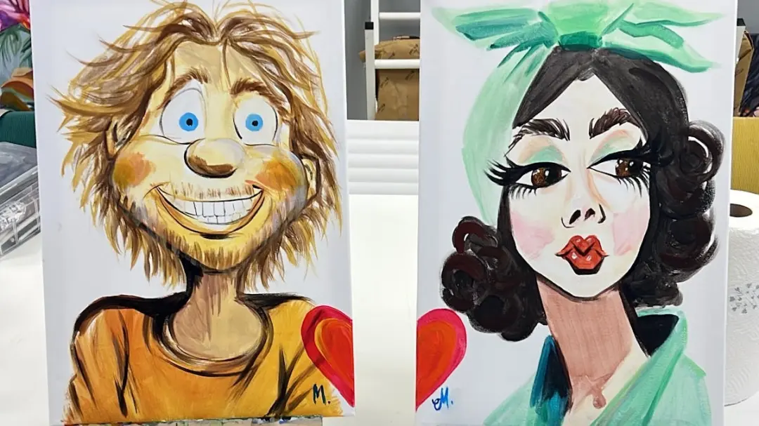 'Couples Caricatures' Sip & Paint Party