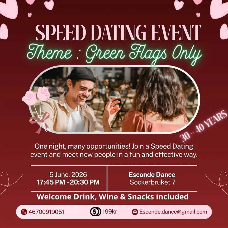 Speed Dating in Gothenburg (For Ages 30-40) - Theme Green Flags Only✅💘🍷