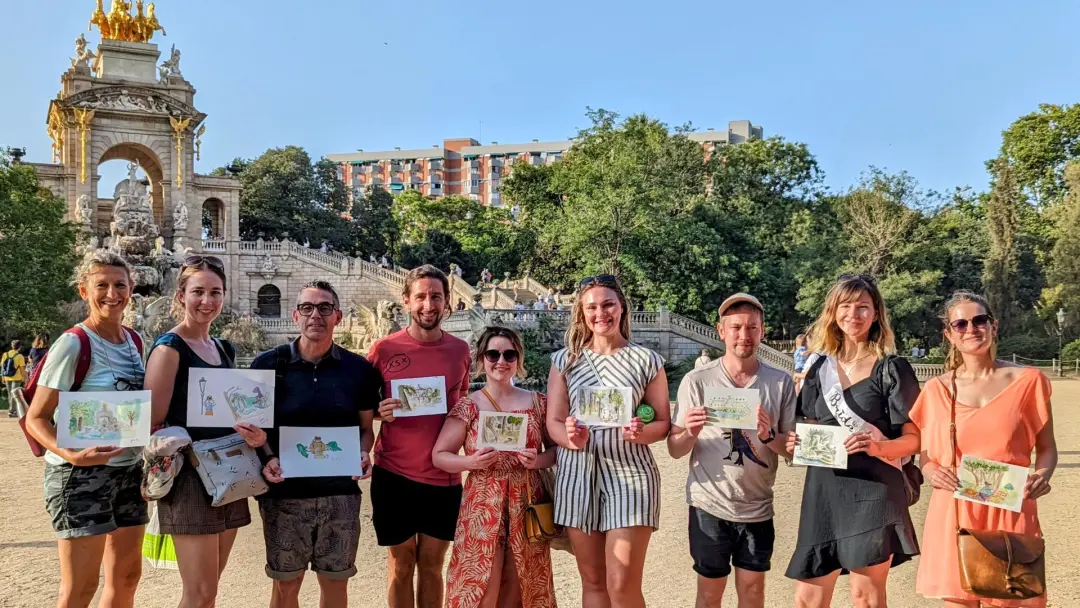 ⛲Sketching🎨 Taller de dibujo y acuarela en fuente monumental Parque Ciutadella